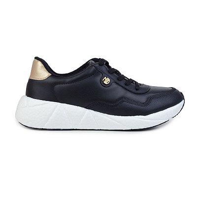 Tênis Feminino Modare Preto e Dourado - 7395
