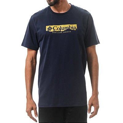 Camiseta Masculina Columbia MC Box Treeline Azul - 321042
