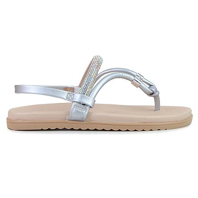 Sandália Feminina Beira Rio Aurora Boreal Prata - 8529