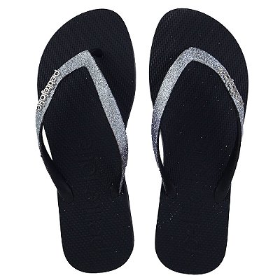 Chinelo Feminino Petite Jolie Glitter Preto - PJ7298