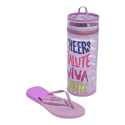 Chinelo Feminino Santa Lolla Necessaire Estampada Lilás 059A
