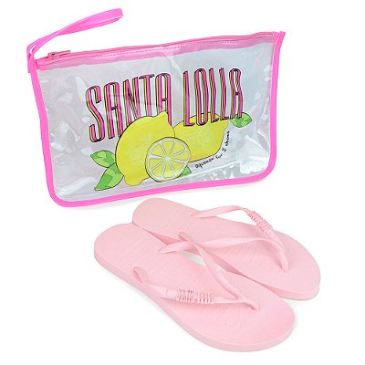 Chinelo Feminino Santa Lolla Flip Flop Necessaire Rosa 0342