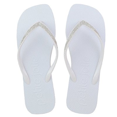 Chinelo Feminino Petite Jolie Strass Branco Off - PJ7404