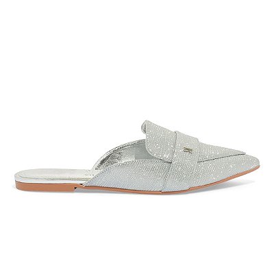 Mule Feminino Santa Lolla Shine Lizard Prata - 00DA