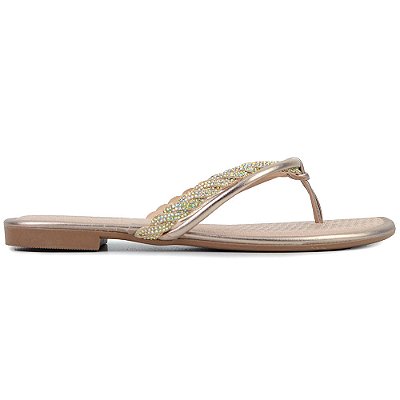 Chinelo Feminino Mississipi Rives Metalizado Bege - MB051