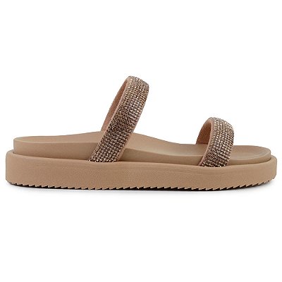 Papete Feminina Anacapri Duas Tiras Glam Bege - C30380
