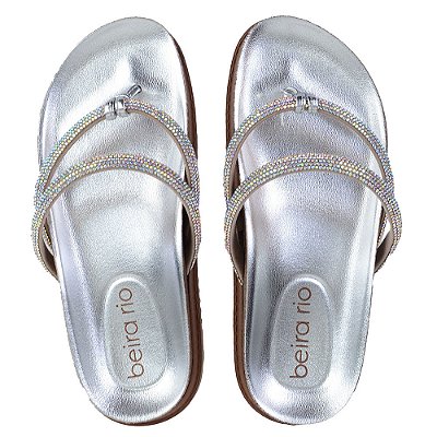 Chinelo Feminino Beira Rio Aurora Boreal Prata - 8524