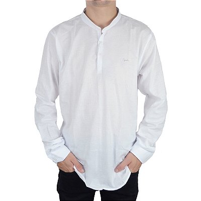 Camisa Bata Masculina Ogochi ML Gola Padre Branca - 00152018