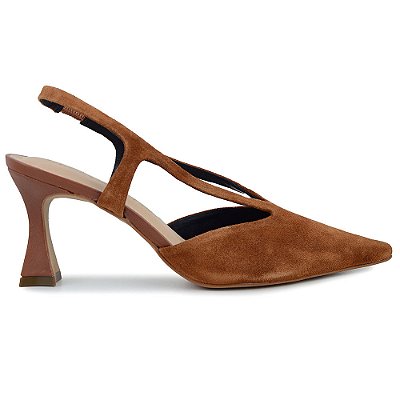 Scarpin Feminino Cecconello Couro Camurça Marrom - 2632001