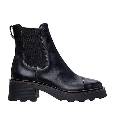 Bota Feminina Carrano Cano Baixo Couro Preta - 486001G