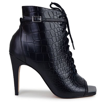 Bota Feminina Carrano Open Crocodile Preta - 882001