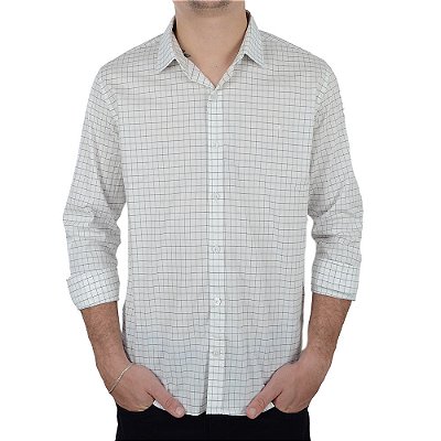 Camisa Masculina Docthos ML Slim Xadrez Off White - 2498