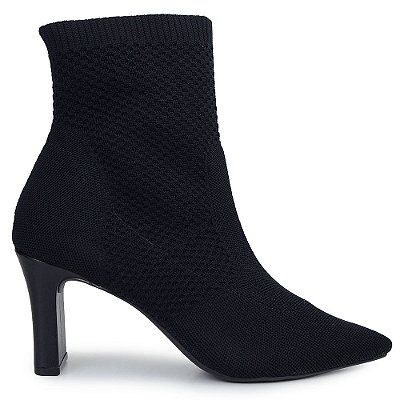 Bota Feminina Giulia Domna Cano Baixo knit Preta - 593