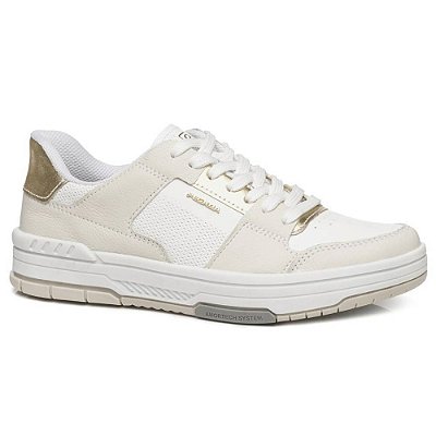 Tênis Feminino Pegada Casual London Couro Bege - 2126