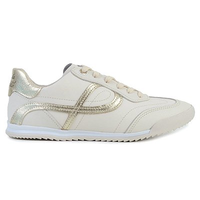 Tênis Feminino Pegada Casual Couro Bege - 2128