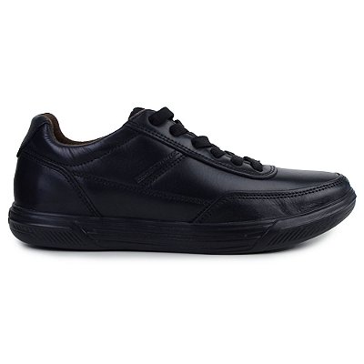 Sapatênis Masculino Pegada Couro Stretch Preto - 1104