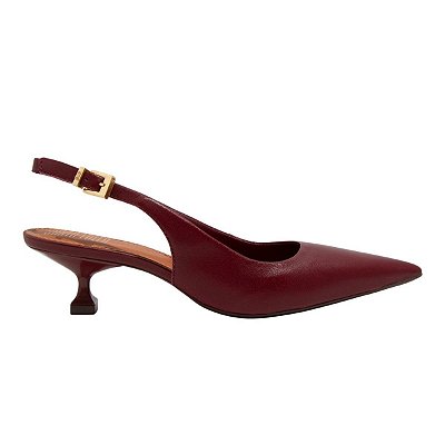Scarpin Feminino Santa Lolla Salto Baixo Couro Bordô - 06F2