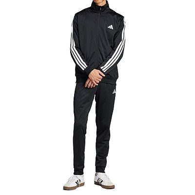 Conjunto Agasalho Masculino Adidas Três Listras Preto - JI88