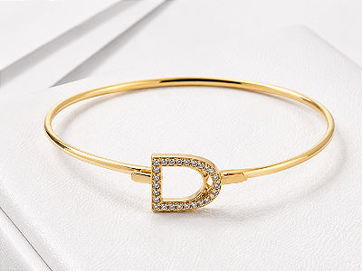 Bracelete estribo cravejado prata 925 banhado ouro 18k