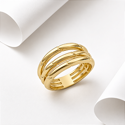 Anel Bamboo em prata 925 banhado a ouro 18k