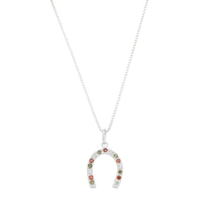 Colar ferradura zircônia colorida prata 925