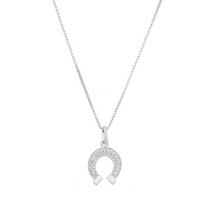 Colar ferradura zircônia prata 925