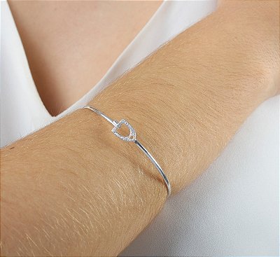 Bracelete estribo cravejado  prata 925
