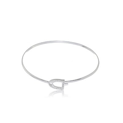 Bracelete estribo cravejado prata 925