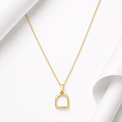 Colar estribo em prata 925 banho ouro 18k