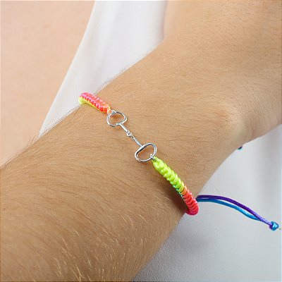 Pulseira bridão prata 925  arco-iris
