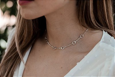 Choker  mini bridões prata 925