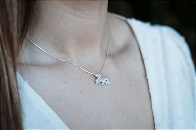 Colar cavalo zircônia cravejada prata 925