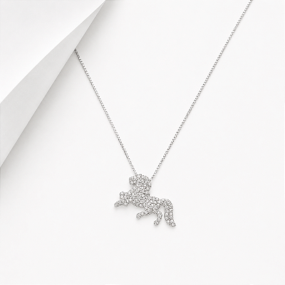 Colar cavalo zircônia cravejada prata 925