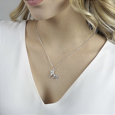 Colar cavalo prata 925