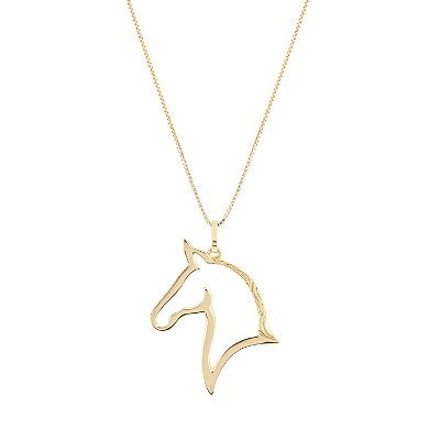 Colar cavalo vazado ouro 18k