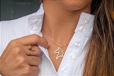 Colar cavalo vazado ouro 18k