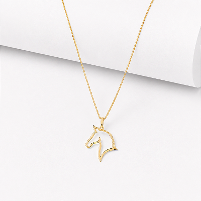 Colar cavalo vazado ouro 18k