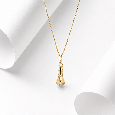 Colar para cavalo cravejado prata 925 banhado a ouro 18k