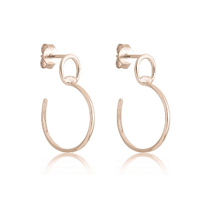 Brinco  meia argola bridão prata 925 banho ouro 18k