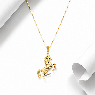 Colar cavalo prata 925 banhado ouro 18k