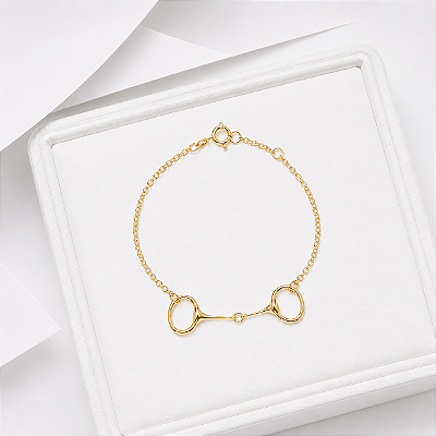 Pulseira bridão prata 925 banhado ouro 18k