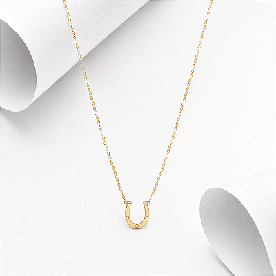 Colar ferradura vazada prata 925 banhado ouro 18k