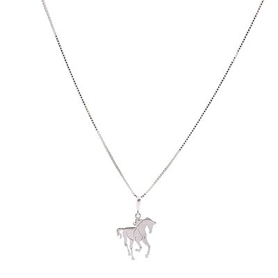 Colar cavalo corte laser prata  925