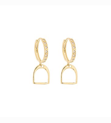 Brinco argola estribo prata 925 banhado ouro 18k.