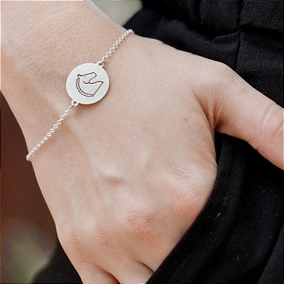 Pulseira mandala cabeça cavalo prata 925.