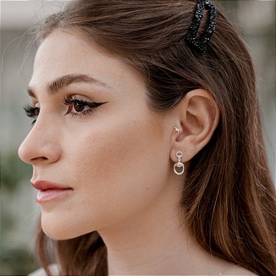 Brinco bridão pendente  prata 925