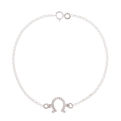 Pulseira ferradura zircônia cravejada prata 925