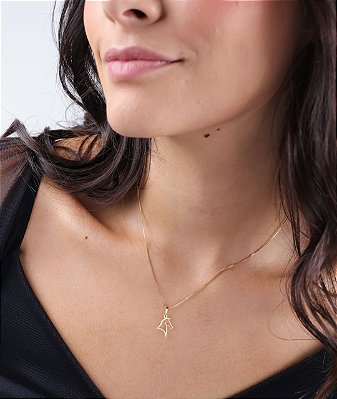 Colar  cabeça  cavalo prata 925 banhado ouro 18k.