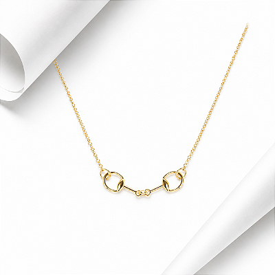 Colar mini bridão prata 925 banhado ouro 18k.