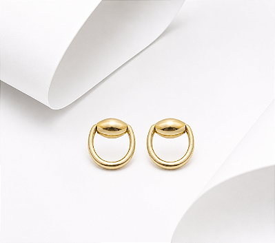Brinco bridão prata 925 banhado ouro 18k
